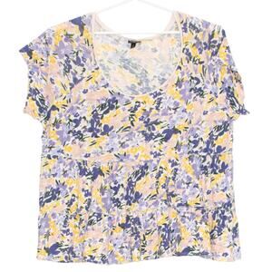 Torrid Top Babydoll Slub Cottage Light Academia Boho Soft Girl Floral Size 3 3X